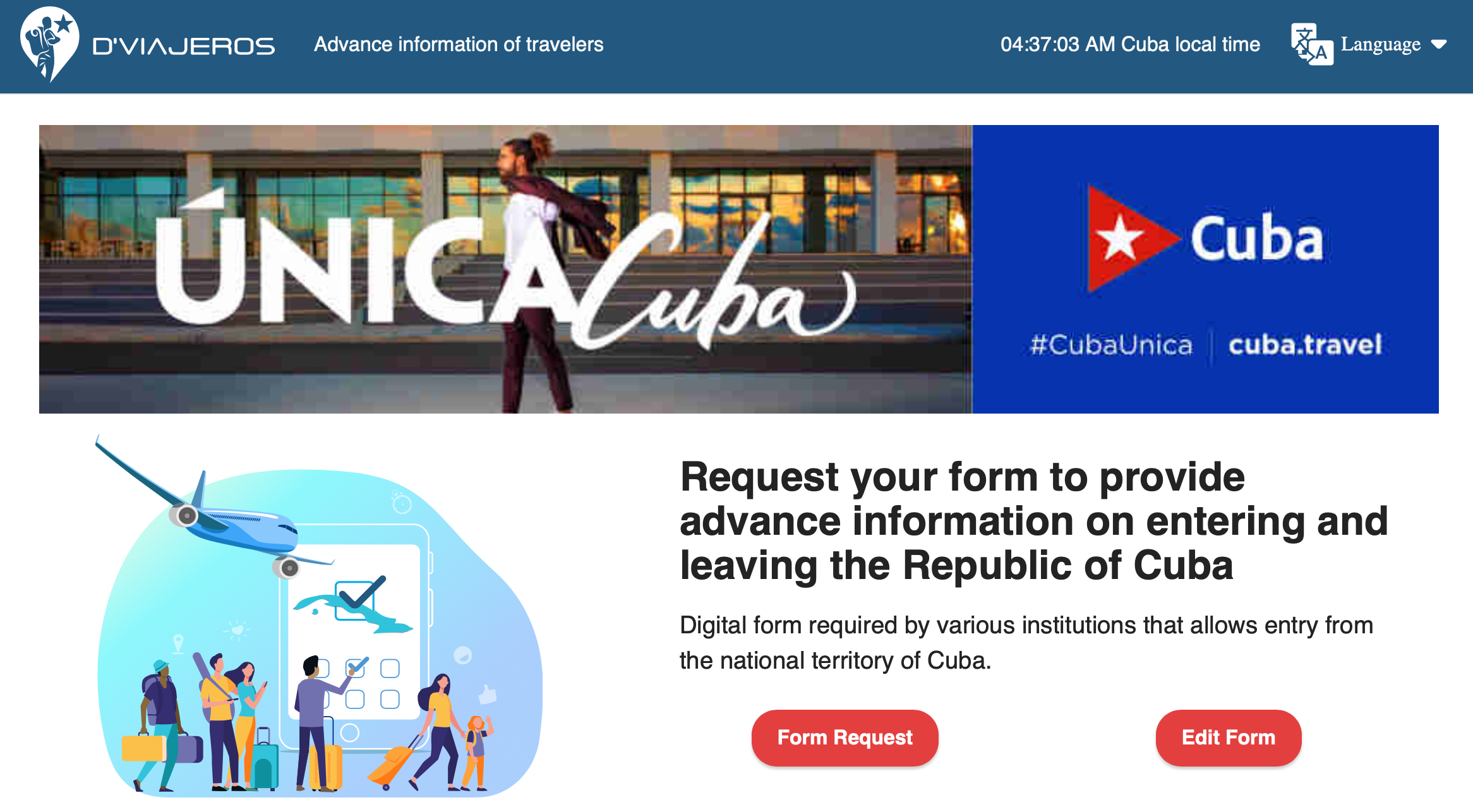 D'Viajeros portal start page